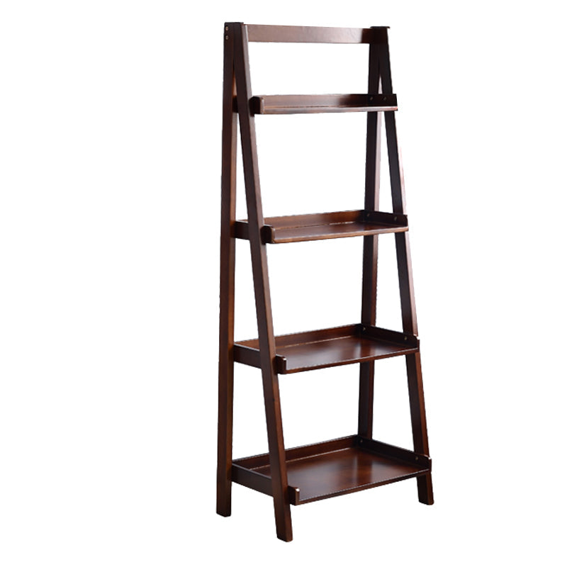 Contemporary Style Ladder Bookcase Wooden Vertical Open Back Book Shelf 17.3"L x 14.2"W x 55.1"H Brown Clearhalo 'Bookcases' 'furn' 'furn_bookcases' 'Furniture' 'furniture_bookcases' 'Office Furniture' 5087159