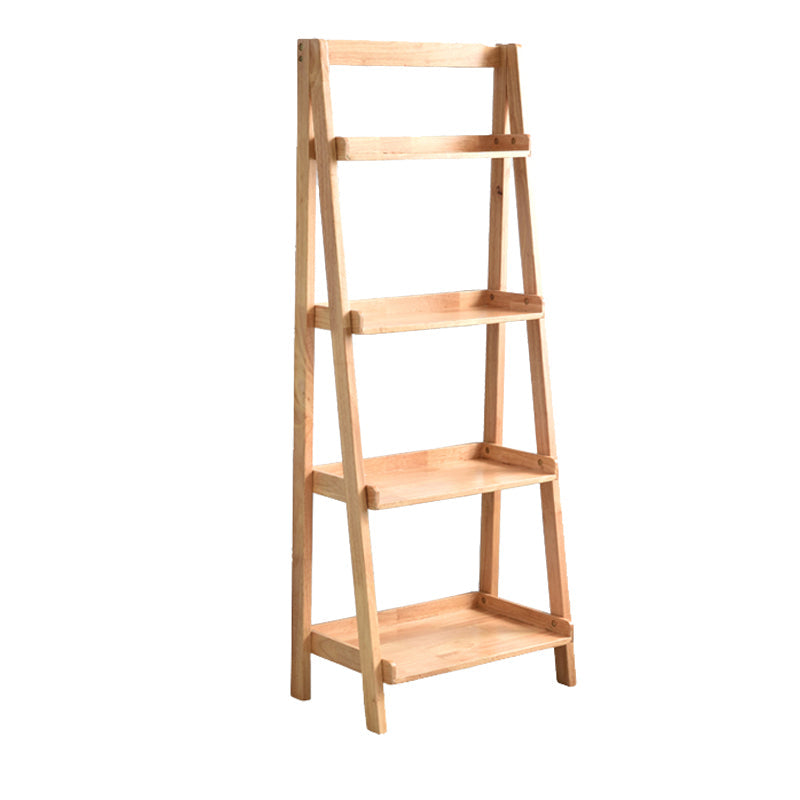 Contemporary Style Ladder Bookcase Wooden Vertical Open Back Book Shelf 17.3"L x 14.2"W x 55.1"H Natural Clearhalo 'Bookcases' 'furn' 'furn_bookcases' 'Furniture' 'furniture_bookcases' 'Office Furniture' 5087164