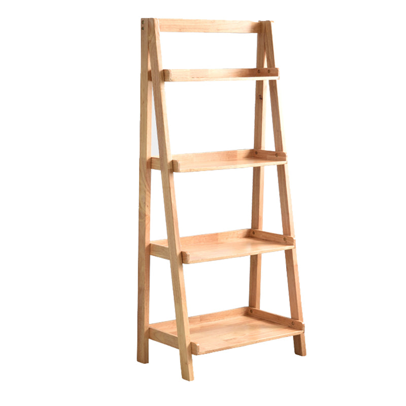 Contemporary Style Ladder Bookcase Wooden Vertical Open Back Book Shelf 23.6"L x 14.2"W x 55.1"H Natural Clearhalo 'Bookcases' 'furn' 'furn_bookcases' 'Furniture' 'furniture_bookcases' 'Office Furniture' 5087166