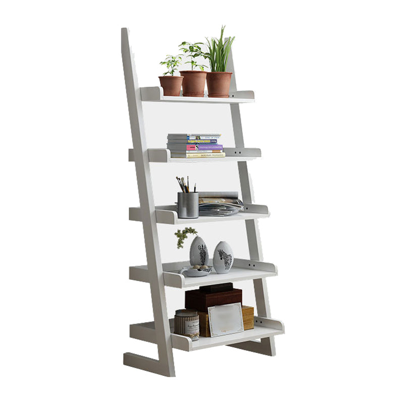 Contemporary Style Ladder Bookcase Wooden Vertical Open Back Book Shelf 23.6"L x 11.8"W x 55.1"H White Clearhalo 'Bookcases' 'furn' 'furn_bookcases' 'Furniture' 'furniture_bookcases' 'Office Furniture' 5087167