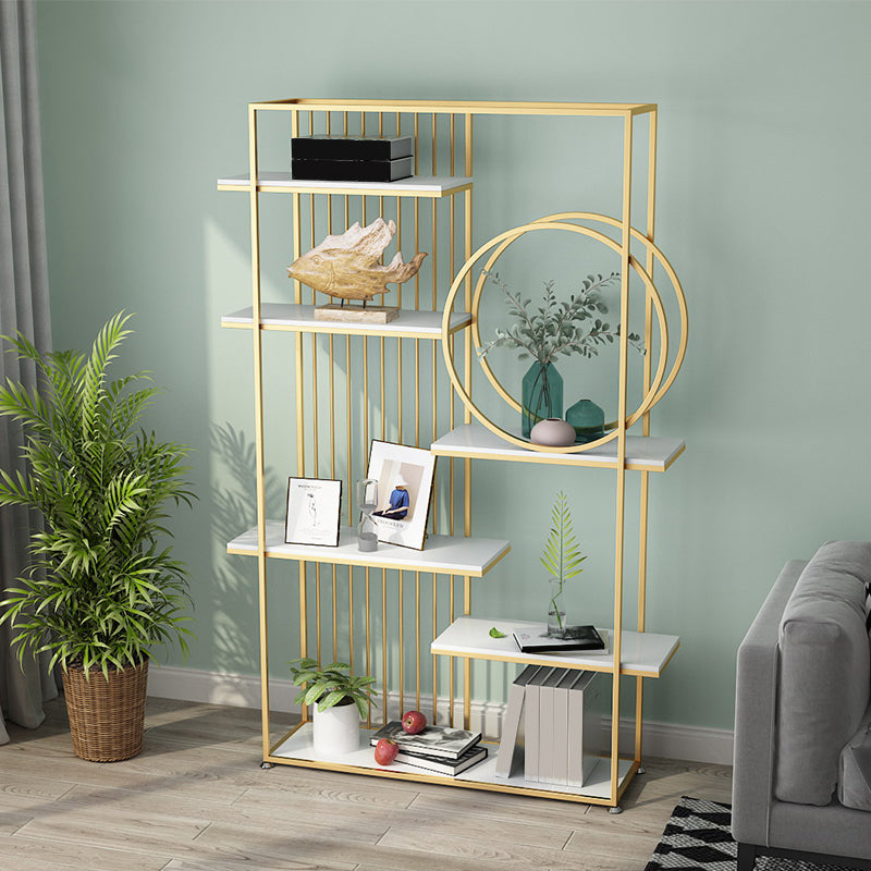 Glam Style Open Bookshelf Metal 6-shelf Bookcase for Home Office Clearhalo 'Bookcases' 'furn' 'furn_bookcases' 'Furniture' 'furniture_bookcases' 'Office Furniture' 5087174