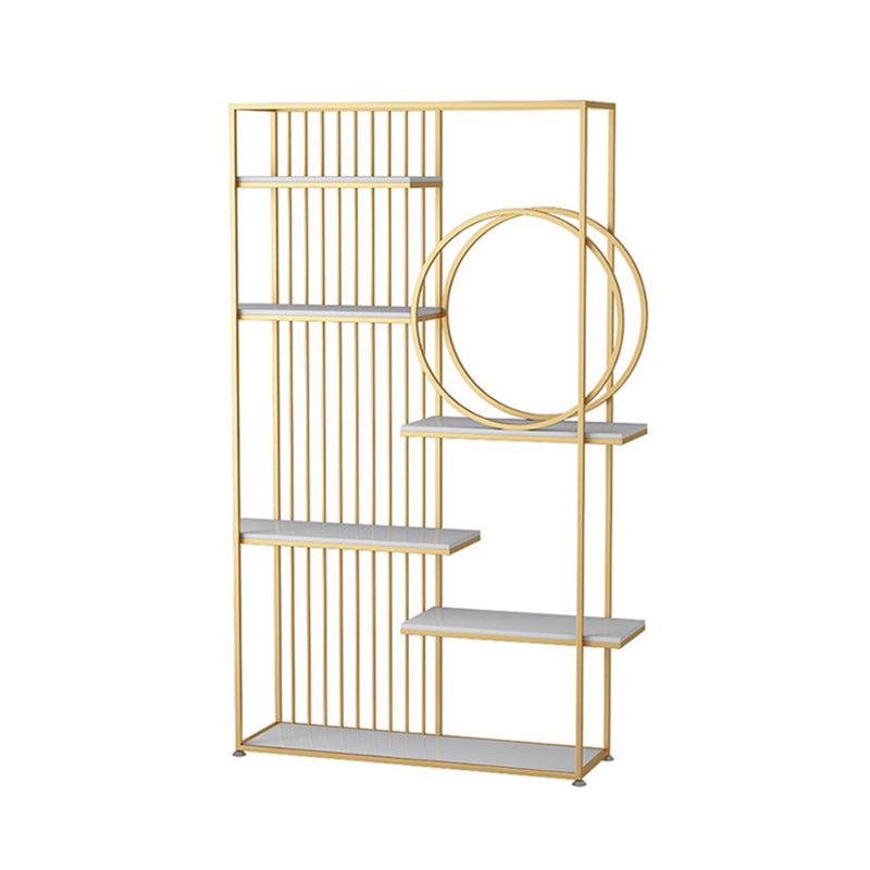 Glam Style Open Bookshelf Metal 6-shelf Bookcase for Home Office Gold Clearhalo 'Bookcases' 'furn' 'furn_bookcases' 'Furniture' 'furniture_bookcases' 'Office Furniture' 5087177