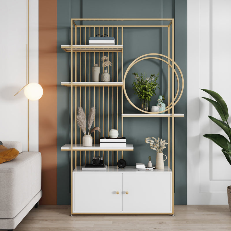 Glam Style Open Bookshelf Metal 6-shelf Bookcase for Home Office Clearhalo 'Bookcases' 'furn' 'furn_bookcases' 'Furniture' 'furniture_bookcases' 'Office Furniture' 5087178