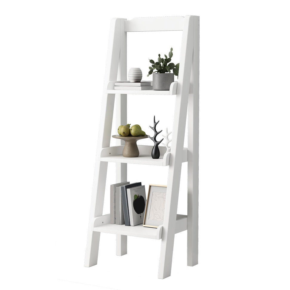 Contemporary Style Ladder Bookcase Wooden Vertical Book Shelf 17.3"L x 12.6"W x 47.2"H White Clearhalo 'Bookcases' 'furn' 'furn_bookcases' 'Furniture' 'furniture_bookcases' 'Office Furniture' 5087213