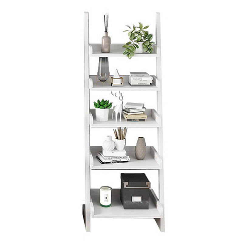 Contemporary Style Ladder Bookcase Wooden Vertical Book Shelf 17.3"L x 11.8"W x 55.1"H White Clearhalo 'Bookcases' 'furn' 'furn_bookcases' 'Furniture' 'furniture_bookcases' 'Office Furniture' 5087217