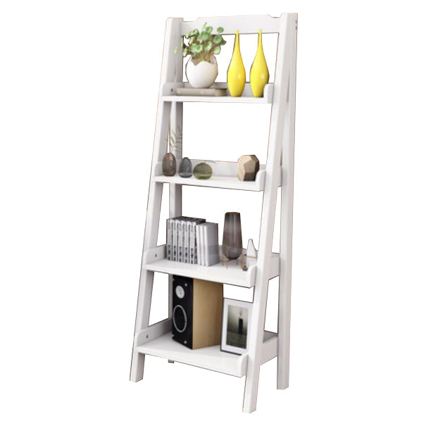 Contemporary Style Ladder Bookcase Wooden Vertical Book Shelf 17.3"L x 14.2"W x 55.1"H White Clearhalo 'Bookcases' 'furn' 'furn_bookcases' 'Furniture' 'furniture_bookcases' 'Office Furniture' 5087218