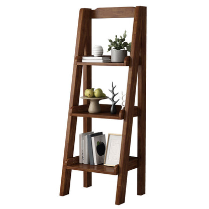 Contemporary Style Ladder Bookcase Wooden Vertical Book Shelf 17.3"L x 12.6"W x 47.2"H Brown Clearhalo 'Bookcases' 'furn' 'furn_bookcases' 'Furniture' 'furniture_bookcases' 'Office Furniture' 5087221