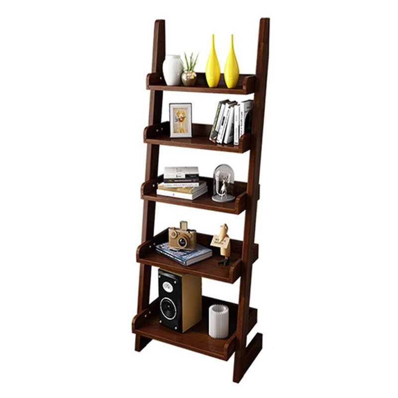 Contemporary Style Ladder Bookcase Wooden Vertical Book Shelf Brown Clearhalo 'Bookcases' 'furn' 'furn_bookcases' 'Furniture' 'furniture_bookcases' 'Office Furniture' 5087225