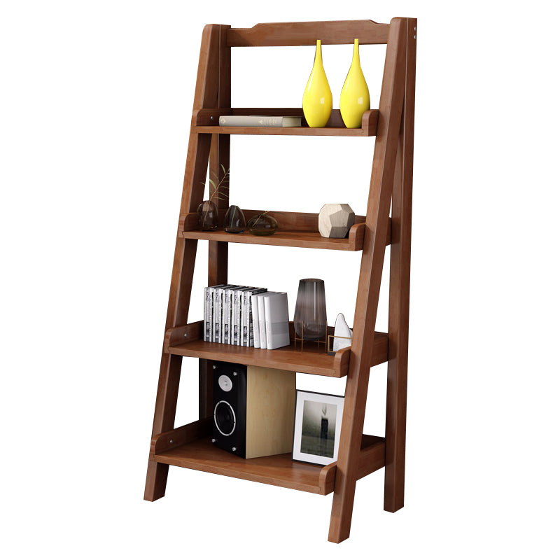 Contemporary Style Ladder Bookcase Wooden Vertical Book Shelf 23.6"L x 14.2"W x 55.1"H Brown Clearhalo 'Bookcases' 'furn' 'furn_bookcases' 'Furniture' 'furniture_bookcases' 'Office Furniture' 5087228