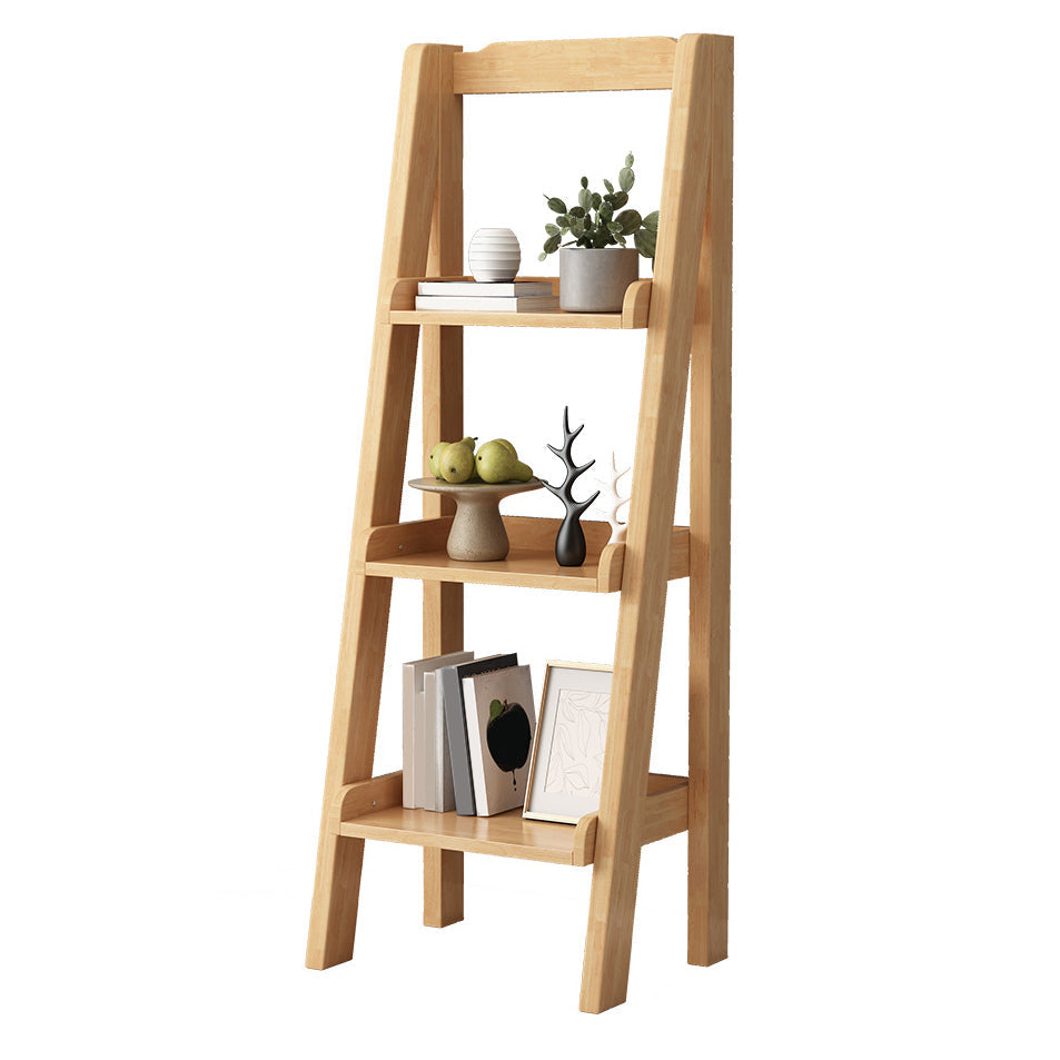 Contemporary Style Ladder Bookcase Wooden Vertical Book Shelf 17.3"L x 12.6"W x 47.2"H Natural Clearhalo 'Bookcases' 'furn' 'furn_bookcases' 'Furniture' 'furniture_bookcases' 'Office Furniture' 5087230