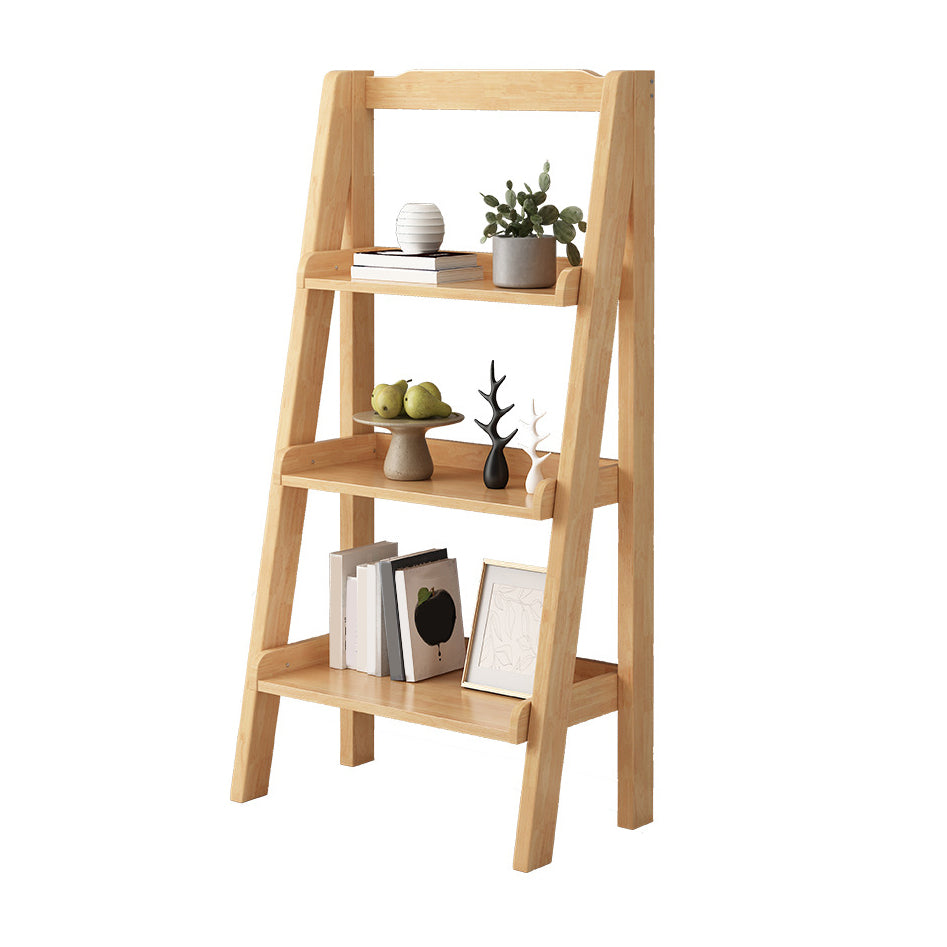 Contemporary Style Ladder Bookcase Wooden Vertical Book Shelf 23.6"L x 12.6"W x 47.2"H Natural Clearhalo 'Bookcases' 'furn' 'furn_bookcases' 'Furniture' 'furniture_bookcases' 'Office Furniture' 5087232