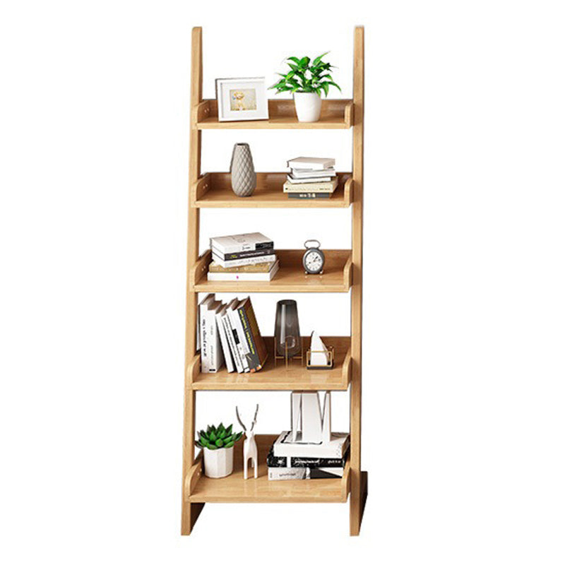 Contemporary Style Ladder Bookcase Wooden Vertical Book Shelf 17.3"L x 11.8"W x 55.1"H Natural Clearhalo 'Bookcases' 'furn' 'furn_bookcases' 'Furniture' 'furniture_bookcases' 'Office Furniture' 5087234