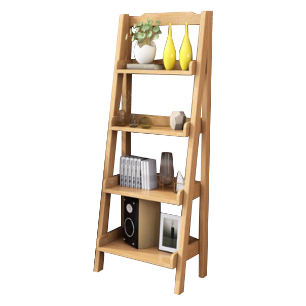 Contemporary Style Ladder Bookcase Wooden Vertical Book Shelf 17.3"L x 14.2"W x 55.1"H Natural Clearhalo 'Bookcases' 'furn' 'furn_bookcases' 'Furniture' 'furniture_bookcases' 'Office Furniture' 5087236