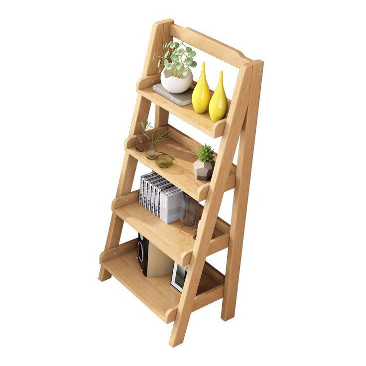 Contemporary Style Ladder Bookcase Wooden Vertical Book Shelf 23.6"L x 14.2"W x 55.1"H Natural Clearhalo 'Bookcases' 'furn' 'furn_bookcases' 'Furniture' 'furniture_bookcases' 'Office Furniture' 5087237