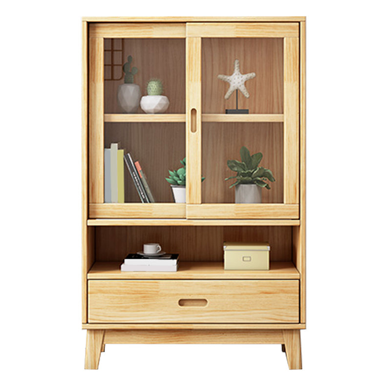 Natural Scandinavian Standard Bookcase Pine Wood Bookcase with Door Clearhalo 'Bookcases' 'furn' 'furn_bookcases' 'Furniture' 'furniture_bookcases' 'Office Furniture' 5087273