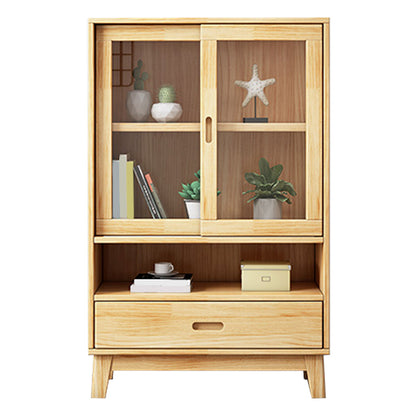 Natural Scandinavian Standard Bookcase Pine Wood Bookcase with Door Clearhalo 'Bookcases' 'furn' 'furn_bookcases' 'Furniture' 'furniture_bookcases' 'Office Furniture' 5087273