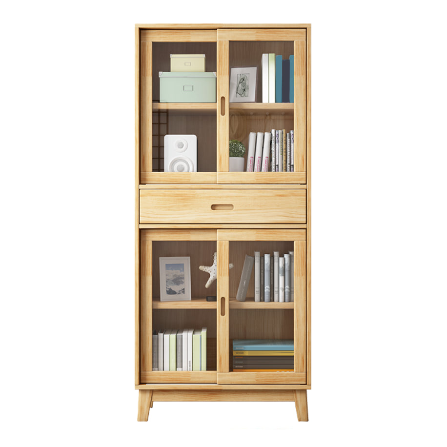 Natural Scandinavian Standard Bookcase Pine Wood Bookcase with Door Clearhalo 'Bookcases' 'furn' 'furn_bookcases' 'Furniture' 'furniture_bookcases' 'Office Furniture' 5087278