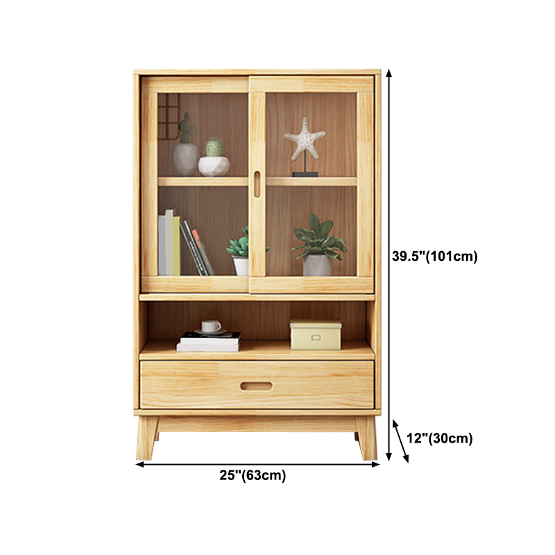 Natural Scandinavian Standard Bookcase Pine Wood Bookcase with Door Clearhalo 'Bookcases' 'furn' 'furn_bookcases' 'Furniture' 'furniture_bookcases' 'Office Furniture' 5087281