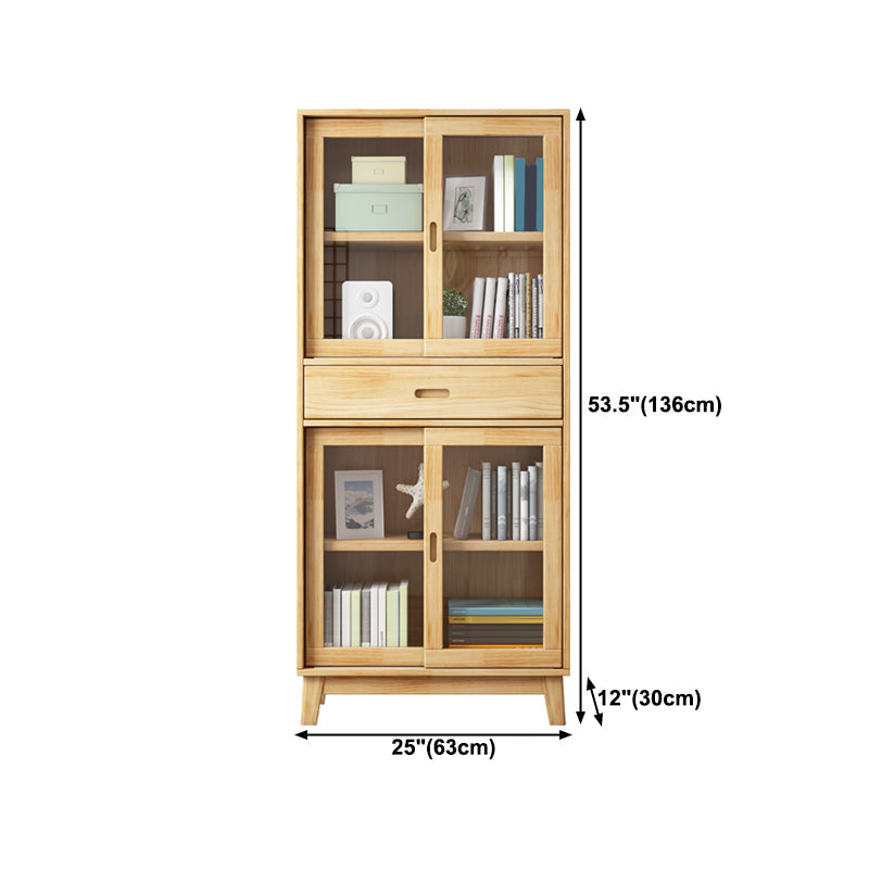 Natural Scandinavian Standard Bookcase Pine Wood Bookcase with Door Clearhalo 'Bookcases' 'furn' 'furn_bookcases' 'Furniture' 'furniture_bookcases' 'Office Furniture' 5087282