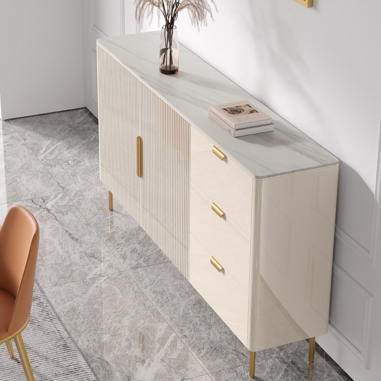 3-Drawer Engineered Wood Sideboard Glam Credenza with Stone Countertop for Living Room Clearhalo 'buffet_sideboard' 'Buffets & Sideboards' 'furn' 'furn_buffet_sideboard' 'Furniture' 'furniture_buffet_sideboard' 'Kitchen & Dining Furniture' 5087285