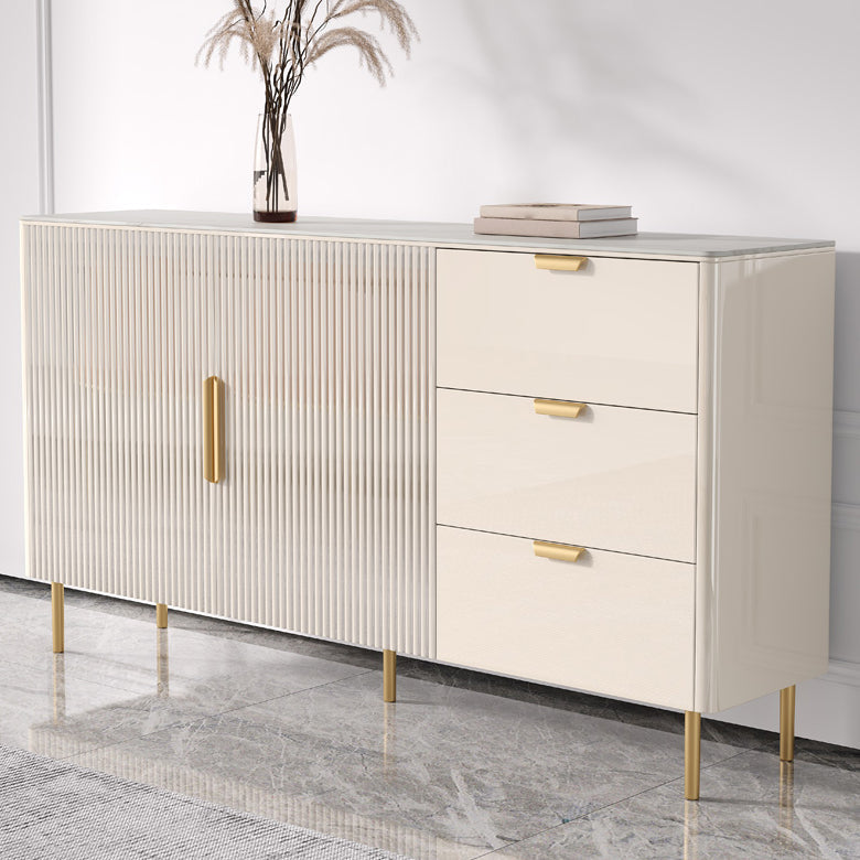 3-Drawer Engineered Wood Sideboard Glam Credenza with Stone Countertop for Living Room Clearhalo 'buffet_sideboard' 'Buffets & Sideboards' 'furn' 'furn_buffet_sideboard' 'Furniture' 'furniture_buffet_sideboard' 'Kitchen & Dining Furniture' 5087287