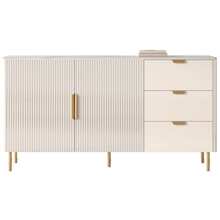 3-Drawer Engineered Wood Sideboard Glam Credenza with Stone Countertop for Living Room Champagne Clearhalo 'buffet_sideboard' 'Buffets & Sideboards' 'furn' 'furn_buffet_sideboard' 'Furniture' 'furniture_buffet_sideboard' 'Kitchen & Dining Furniture' 5087289