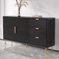 3-Drawer Engineered Wood Sideboard Glam Credenza with Stone Countertop for Living Room Clearhalo 'buffet_sideboard' 'Buffets & Sideboards' 'furn' 'furn_buffet_sideboard' 'Furniture' 'furniture_buffet_sideboard' 'Kitchen & Dining Furniture' 5087295