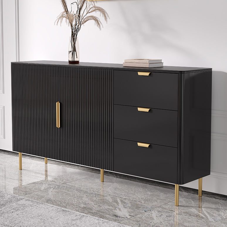 3-Drawer Engineered Wood Sideboard Glam Credenza with Stone Countertop for Living Room Clearhalo 'buffet_sideboard' 'Buffets & Sideboards' 'furn' 'furn_buffet_sideboard' 'Furniture' 'furniture_buffet_sideboard' 'Kitchen & Dining Furniture' 5087295