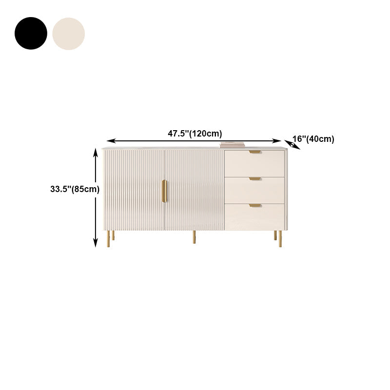 3-Drawer Engineered Wood Sideboard Glam Credenza with Stone Countertop for Living Room Clearhalo 'buffet_sideboard' 'Buffets & Sideboards' 'furn' 'furn_buffet_sideboard' 'Furniture' 'furniture_buffet_sideboard' 'Kitchen & Dining Furniture' 5087296