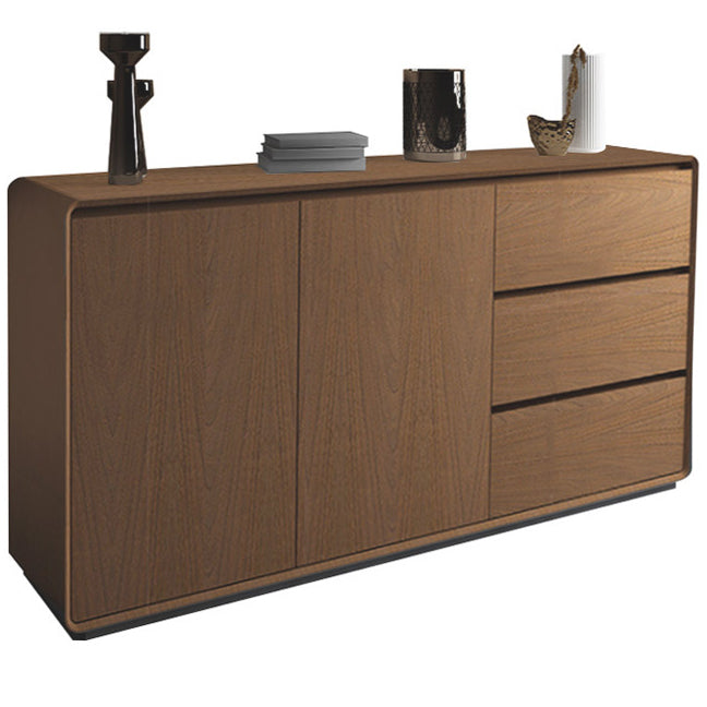 3-Drawer Engineered Wood Sideboard Modern Credenza with Stone Countertop for Living Room Walnut Wood Clearhalo 'buffet_sideboard' 'Buffets & Sideboards' 'furn' 'furn_buffet_sideboard' 'Furniture' 'furniture_buffet_sideboard' 'Kitchen & Dining Furniture' 5087302