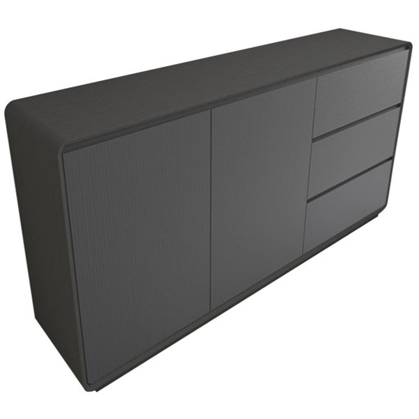 3-Drawer Engineered Wood Sideboard Modern Credenza with Stone Countertop for Living Room Black Wood Clearhalo 'buffet_sideboard' 'Buffets & Sideboards' 'furn' 'furn_buffet_sideboard' 'Furniture' 'furniture_buffet_sideboard' 'Kitchen & Dining Furniture' 5087311