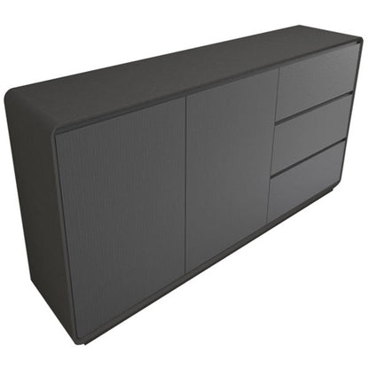 3-Drawer Engineered Wood Sideboard Modern Credenza with Stone Countertop for Living Room Black Wood Clearhalo 'buffet_sideboard' 'Buffets & Sideboards' 'furn' 'furn_buffet_sideboard' 'Furniture' 'furniture_buffet_sideboard' 'Kitchen & Dining Furniture' 5087311