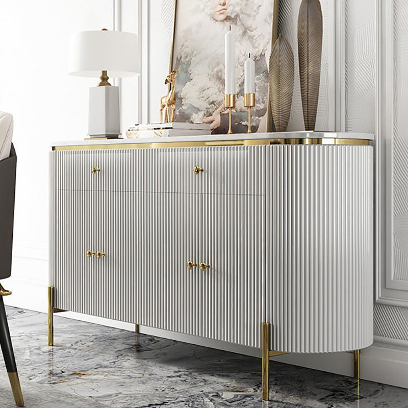 Glam Engineered Wood Sideboard Faux Marble Countertop Credenza with Drawer for Living Room Clearhalo 'buffet_sideboard' 'Buffets & Sideboards' 'furn' 'furn_buffet_sideboard' 'Furniture' 'furniture_buffet_sideboard' 'Kitchen & Dining Furniture' 5087320