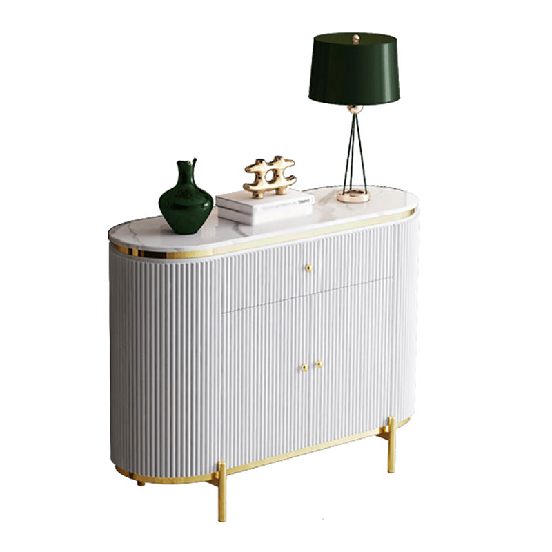 Glam Engineered Wood Sideboard Faux Marble Countertop Credenza with Drawer for Living Room 39"L x 16"W x 35"H White Clearhalo 'buffet_sideboard' 'Buffets & Sideboards' 'furn' 'furn_buffet_sideboard' 'Furniture' 'furniture_buffet_sideboard' 'Kitchen & Dining Furniture' 5087321