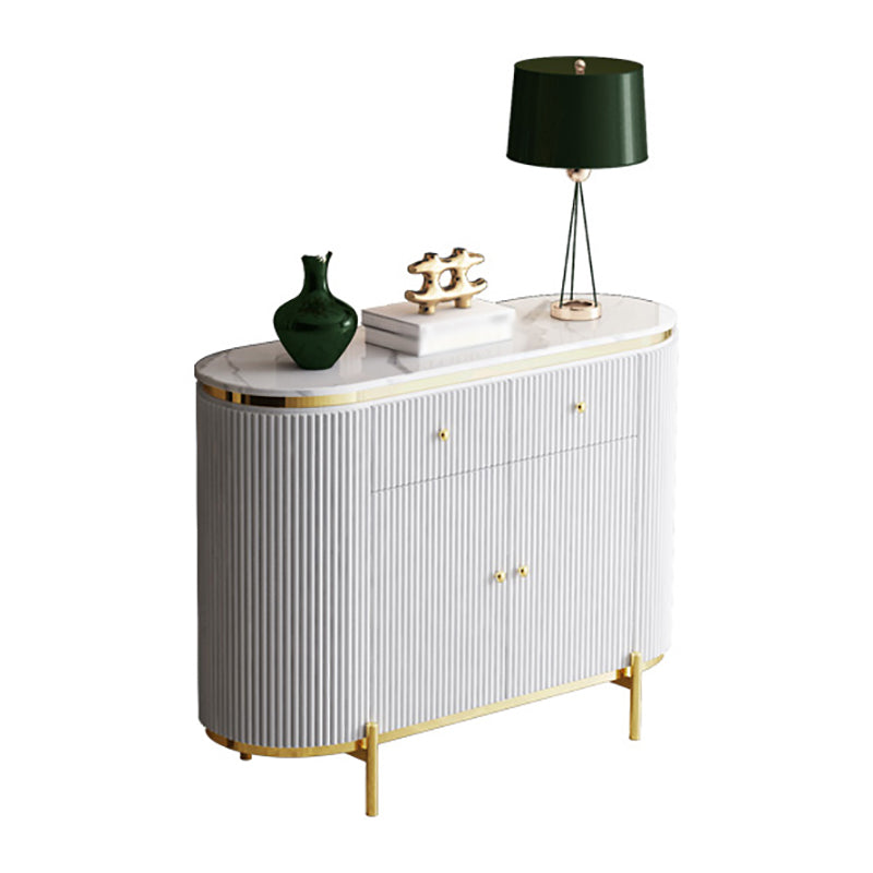 Glam Engineered Wood Sideboard Faux Marble Countertop Credenza with Drawer for Living Room 47"L x 16"W x 35"H White Clearhalo 'buffet_sideboard' 'Buffets & Sideboards' 'furn' 'furn_buffet_sideboard' 'Furniture' 'furniture_buffet_sideboard' 'Kitchen & Dining Furniture' 5087322