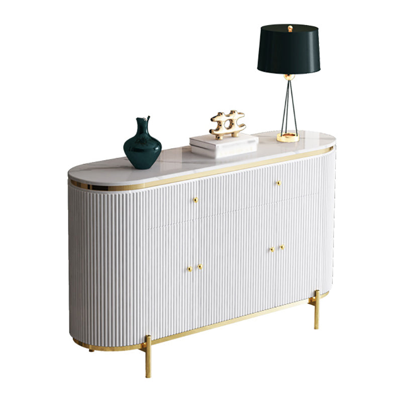 Glam Engineered Wood Sideboard Faux Marble Countertop Credenza with Drawer for Living Room 59"L x 16"W x 35"H White Clearhalo 'buffet_sideboard' 'Buffets & Sideboards' 'furn' 'furn_buffet_sideboard' 'Furniture' 'furniture_buffet_sideboard' 'Kitchen & Dining Furniture' 5087325