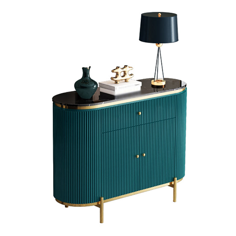 Glam Engineered Wood Sideboard Faux Marble Countertop Credenza with Drawer for Living Room 39"L x 16"W x 35"H Green-Black Clearhalo 'buffet_sideboard' 'Buffets & Sideboards' 'furn' 'furn_buffet_sideboard' 'Furniture' 'furniture_buffet_sideboard' 'Kitchen & Dining Furniture' 5087326