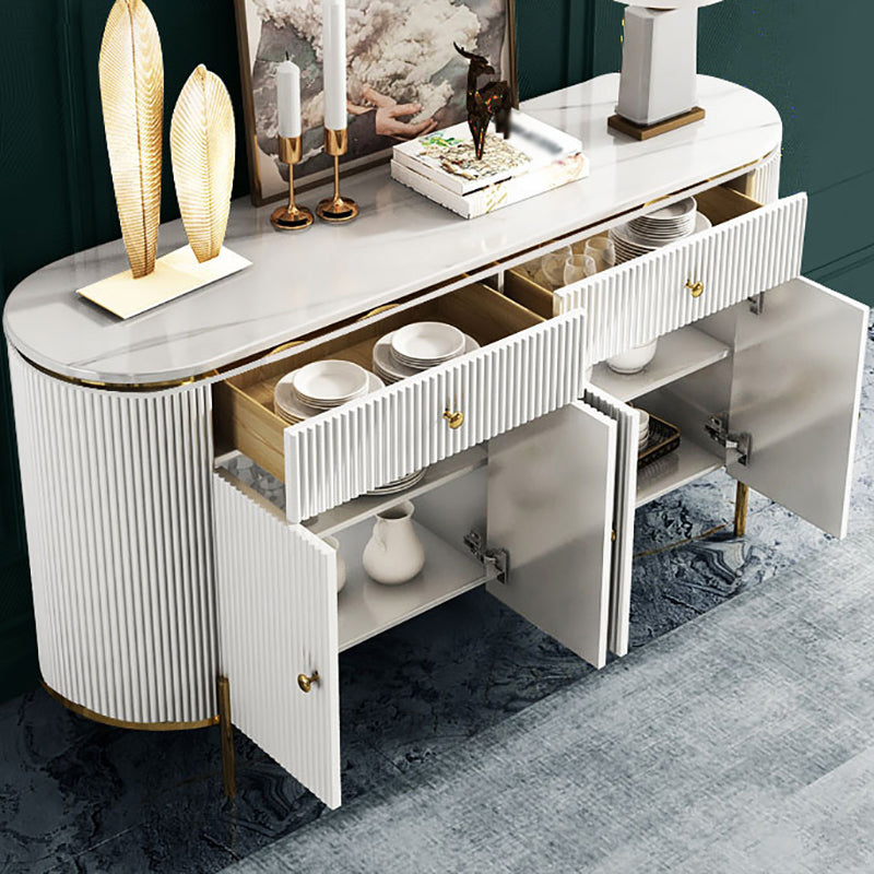 Glam Engineered Wood Sideboard Faux Marble Countertop Credenza with Drawer for Living Room Clearhalo 'buffet_sideboard' 'Buffets & Sideboards' 'furn' 'furn_buffet_sideboard' 'Furniture' 'furniture_buffet_sideboard' 'Kitchen & Dining Furniture' 5087327