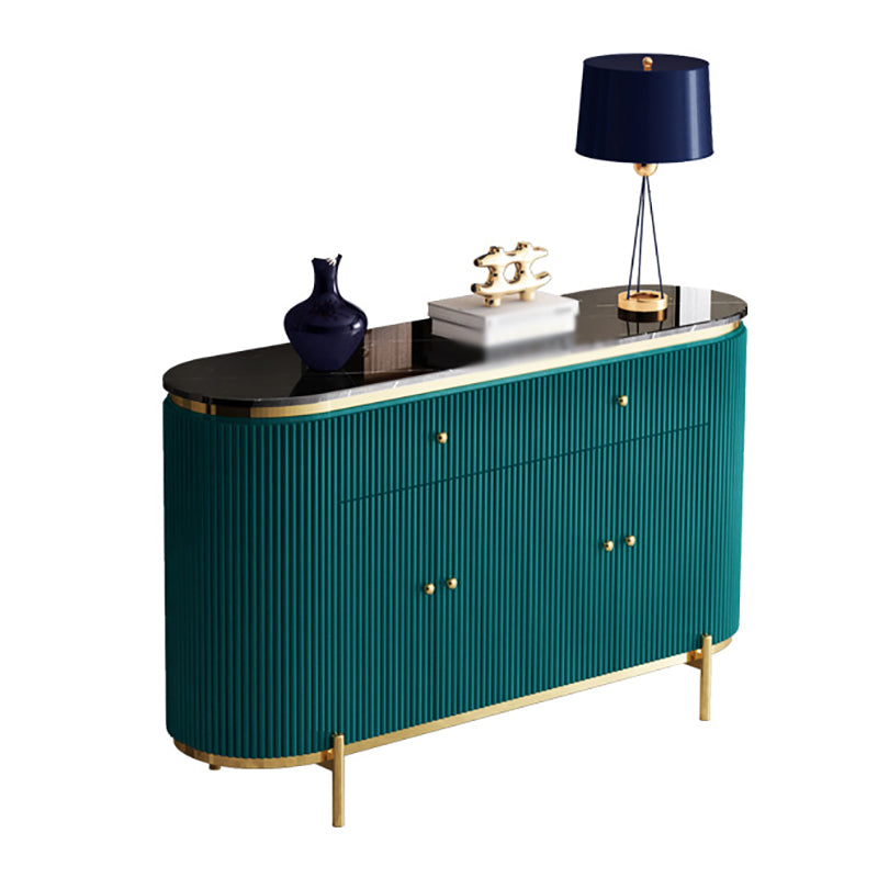 Glam Engineered Wood Sideboard Faux Marble Countertop Credenza with Drawer for Living Room 59"L x 16"W x 35"H Green-Black Clearhalo 'buffet_sideboard' 'Buffets & Sideboards' 'furn' 'furn_buffet_sideboard' 'Furniture' 'furniture_buffet_sideboard' 'Kitchen & Dining Furniture' 5087330
