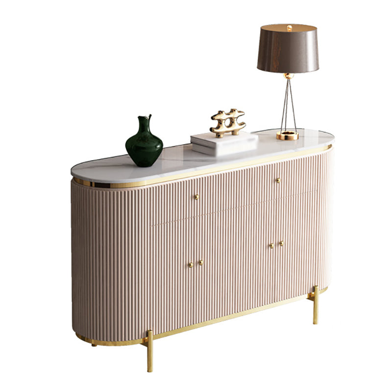 Glam Engineered Wood Sideboard Faux Marble Countertop Credenza with Drawer for Living Room 59"L x 16"W x 35"H Champagne Silver Clearhalo 'buffet_sideboard' 'Buffets & Sideboards' 'furn' 'furn_buffet_sideboard' 'Furniture' 'furniture_buffet_sideboard' 'Kitchen & Dining Furniture' 5087337