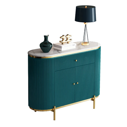 Glam Engineered Wood Sideboard Faux Marble Countertop Credenza with Drawer for Living Room 39"L x 16"W x 35"H Green-White Clearhalo 'buffet_sideboard' 'Buffets & Sideboards' 'furn' 'furn_buffet_sideboard' 'Furniture' 'furniture_buffet_sideboard' 'Kitchen & Dining Furniture' 5087338