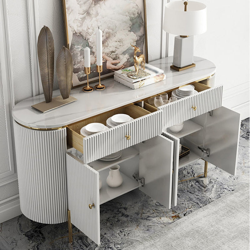 Glam Engineered Wood Sideboard Faux Marble Countertop Credenza with Drawer for Living Room Clearhalo 'buffet_sideboard' 'Buffets & Sideboards' 'furn' 'furn_buffet_sideboard' 'Furniture' 'furniture_buffet_sideboard' 'Kitchen & Dining Furniture' 5087340