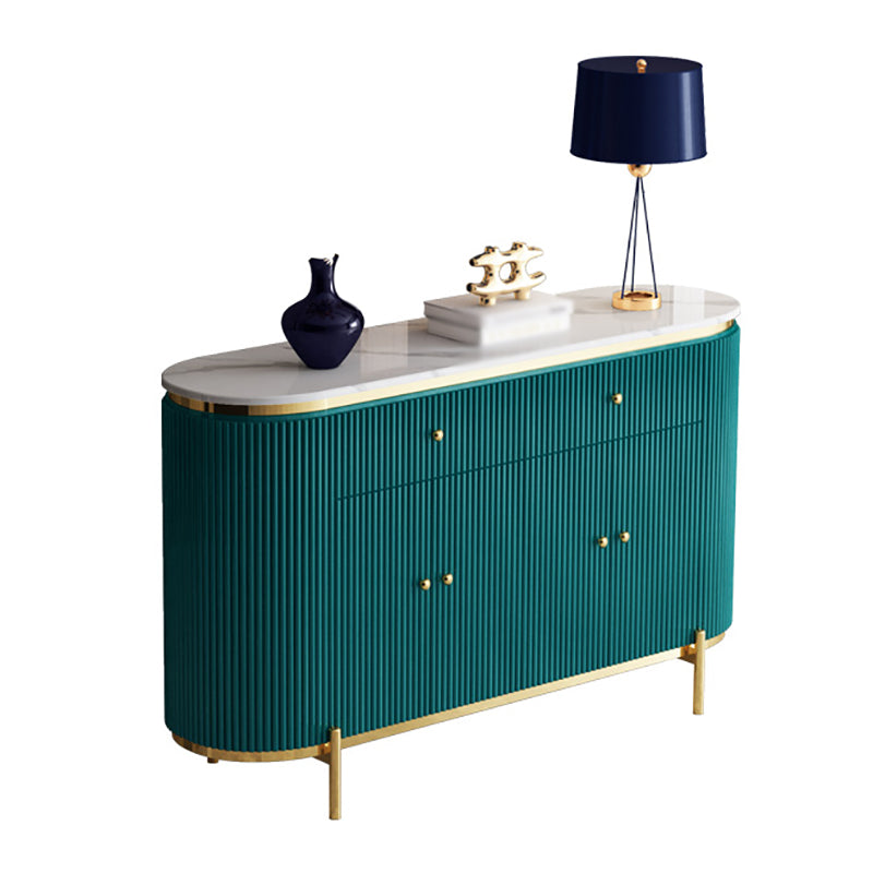 Glam Engineered Wood Sideboard Faux Marble Countertop Credenza with Drawer for Living Room 59"L x 16"W x 35"H Green-White Clearhalo 'buffet_sideboard' 'Buffets & Sideboards' 'furn' 'furn_buffet_sideboard' 'Furniture' 'furniture_buffet_sideboard' 'Kitchen & Dining Furniture' 5087343