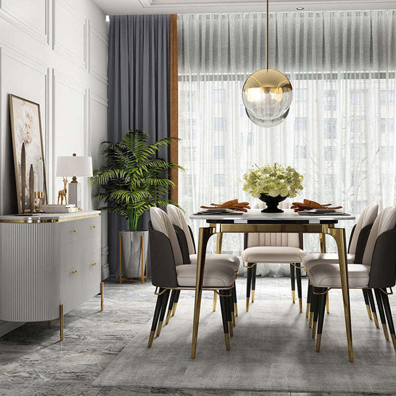 Glam Engineered Wood Sideboard Faux Marble Countertop Credenza with Drawer for Living Room Clearhalo 'buffet_sideboard' 'Buffets & Sideboards' 'furn' 'furn_buffet_sideboard' 'Furniture' 'furniture_buffet_sideboard' 'Kitchen & Dining Furniture' 5087344