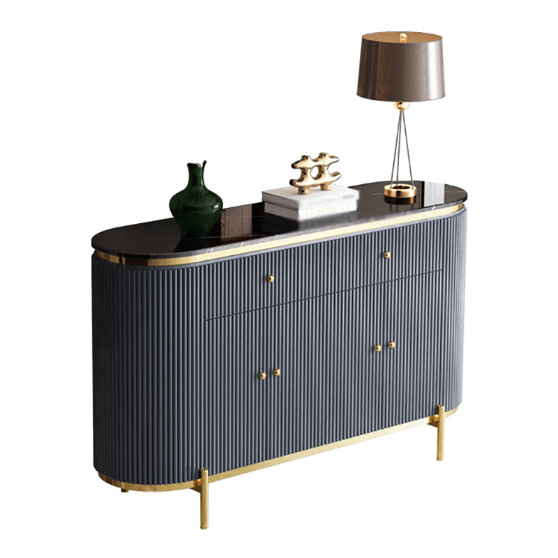 Glam Engineered Wood Sideboard Faux Marble Countertop Credenza with Drawer for Living Room 59"L x 16"W x 35"H Grey Clearhalo 'buffet_sideboard' 'Buffets & Sideboards' 'furn' 'furn_buffet_sideboard' 'Furniture' 'furniture_buffet_sideboard' 'Kitchen & Dining Furniture' 5087347