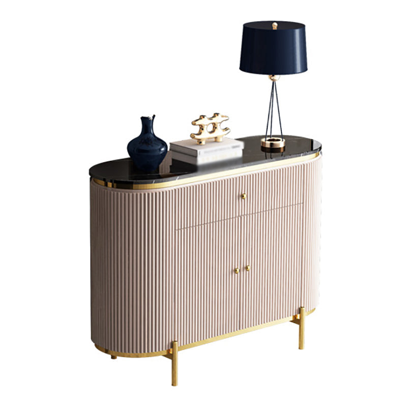 Glam Engineered Wood Sideboard Faux Marble Countertop Credenza with Drawer for Living Room 39"L x 16"W x 35"H Champagne Clearhalo 'buffet_sideboard' 'Buffets & Sideboards' 'furn' 'furn_buffet_sideboard' 'Furniture' 'furniture_buffet_sideboard' 'Kitchen & Dining Furniture' 5087351