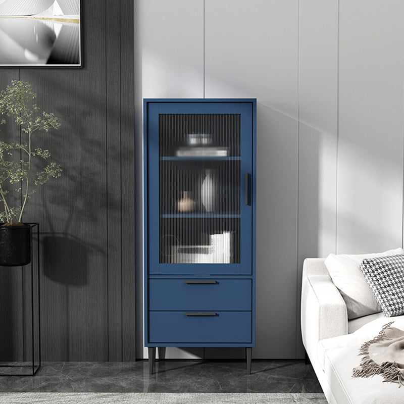 20-inch Length Minimalism Cupboard 2 Drawer and 1 Door Sideboard for Living Room 20"L x 12"W x 49"H Blue Clearhalo 'buffet_sideboard' 'Buffets & Sideboards' 'furn' 'furn_buffet_sideboard' 'Furniture' 'furniture_buffet_sideboard' 'Kitchen & Dining Furniture' 5087360