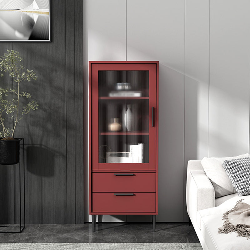 20-inch Length Minimalism Cupboard 2 Drawer and 1 Door Sideboard for Living Room 20"L x 12"W x 49"H Red Clearhalo 'buffet_sideboard' 'Buffets & Sideboards' 'furn' 'furn_buffet_sideboard' 'Furniture' 'furniture_buffet_sideboard' 'Kitchen & Dining Furniture' 5087365