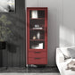20-inch Length Minimalism Cupboard 2 Drawer and 1 Door Sideboard for Living Room 20"L x 12"W x 59"H Red Clearhalo 'buffet_sideboard' 'Buffets & Sideboards' 'furn' 'furn_buffet_sideboard' 'Furniture' 'furniture_buffet_sideboard' 'Kitchen & Dining Furniture' 5087367
