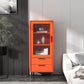 20-inch Length Minimalism Cupboard 2 Drawer and 1 Door Sideboard for Living Room 20"L x 12"W x 49"H Orange Clearhalo 'buffet_sideboard' 'Buffets & Sideboards' 'furn' 'furn_buffet_sideboard' 'Furniture' 'furniture_buffet_sideboard' 'Kitchen & Dining Furniture' 5087371
